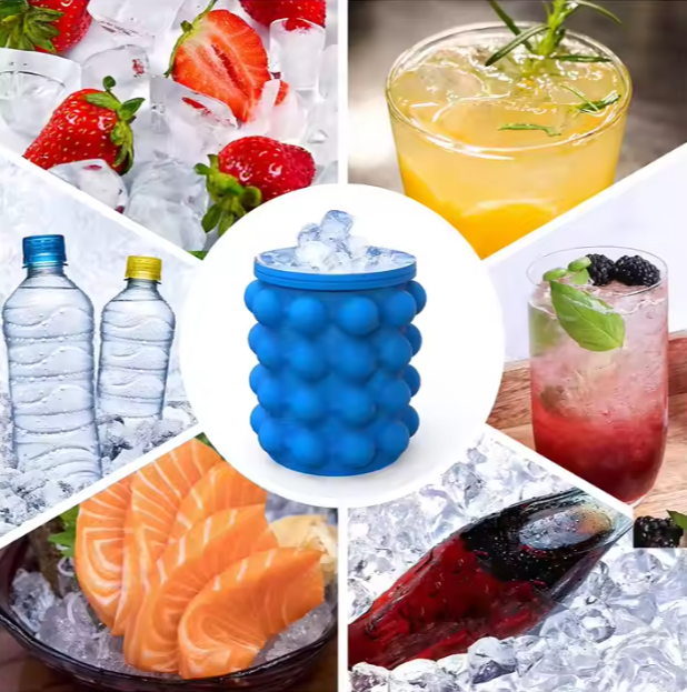 Silicone Ice Cube Maker Ice Cube Mold Tray Portable Bucket Wine Ice Cooler Beer Cabinet Kitchen Tools Drinking Whiskey Freeze