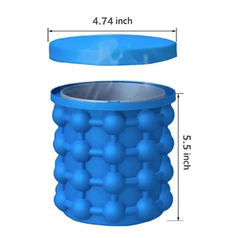 Silicone Ice Cube Maker Ice Cube Mold Tray Portable Bucket Wine Ice Cooler Beer Cabinet Kitchen Tools Drinking Whiskey Freeze